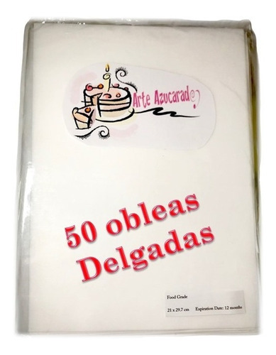 Obleas Comestibles 50 Pzas Arroz Almidon Papa Grosor Delgado