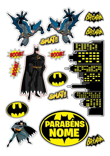 Topo Topper De Bolo Batman Ja No Palito Personalizado | MercadoLivre