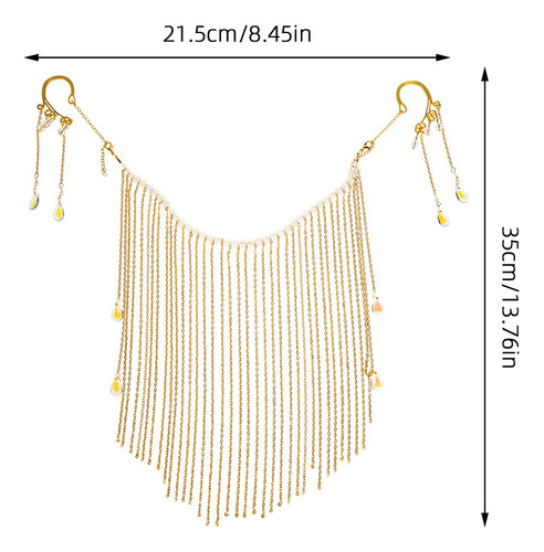 Velo Facial Único Con Cadena Hanfu Con Borlas Para La Oreja,