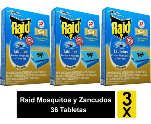 Raid Repuesto Tabletas Eléctrico Mosquitos Y Zancudos Pack 3