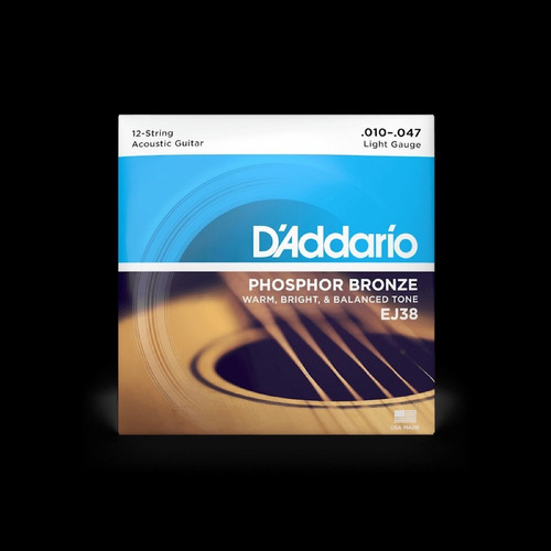 Encordado Folk Daddario Ej38 Phosphor 010 12str.