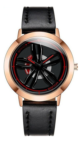 Reloj Sanda Con Rueda Giratoria De Piel Y Cuarzo Para Hombre Color Del Bisel Oro Rosado