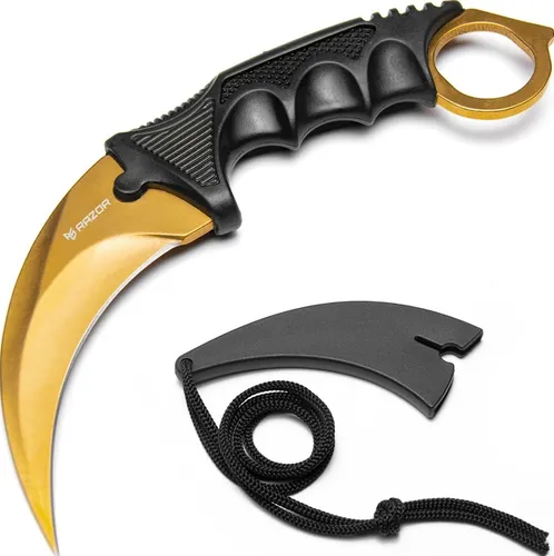 comprar Cuchillo Karambit Dorado Táctico Csgo  Razor Funda Navaja