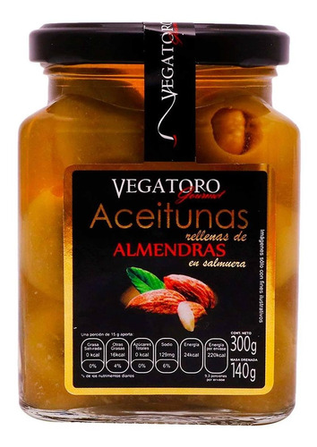 Aceitunas Vegatoro Rellenas De Almendras Frasco 300g