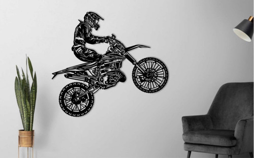 Cuadro Silueta Moto Enduro Motocross 40 Cm Negro