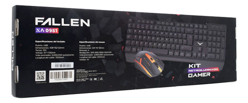 Gaming Naceb Fallen NA-0951 Kit De Teclado Y Mouse Fallen Con 19 Teclas Anti-Ghosting