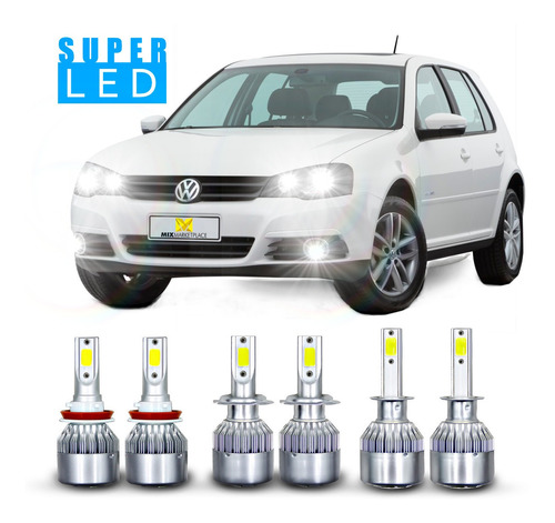  Kit Super Led Golf 2010 2011 2012 2013 Farol E Milha 6000k