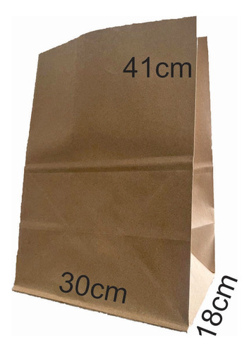 Bolsa Delivery Gde Kraft 30x18x41 Cm (50 Pzas) Kraft Liso Kraft