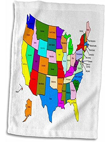 3d Rose Mapa Colorido De Los Estados Unidos Para Niños Toall