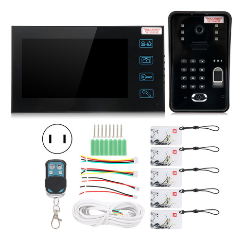 Kit De Videoportero Lcd Tft De 7 Pulgadas Con Huella Digital