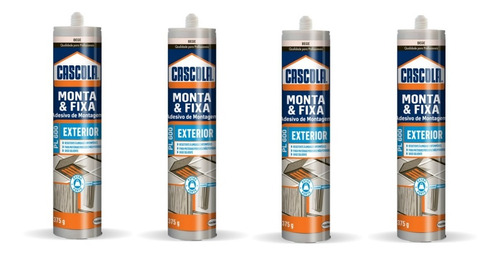 Kit 4 Cola Cascola Monta Fixa Área Externo 375g Pl600 Henkel