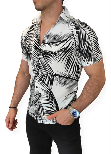 Camisa Manga Corta Hawaina Hombre Fibrana Harbak