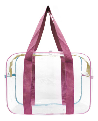 Bolsa Transparente Con Neceser Bolsa Bowling Mochila Mz10-3 Rosa Traslúcido Níquel Rosa