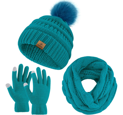 Conjunto De Punto Cálido Para Inviernogorro, Bufandas, Guant