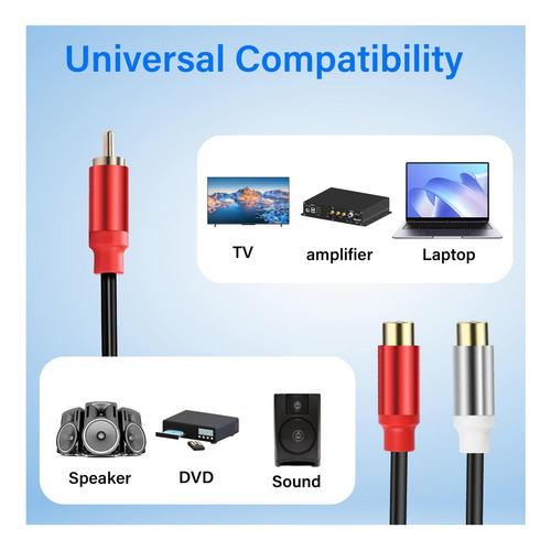 Cable Divisor De Audio Jsadzkj Rca A 2 Rca Y, 1 Rca Macho A