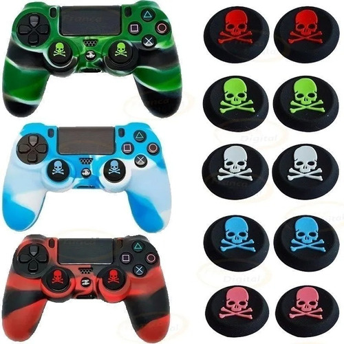 Funda Silicona Protector Joystick Análogos Ps4 Calavera 3d