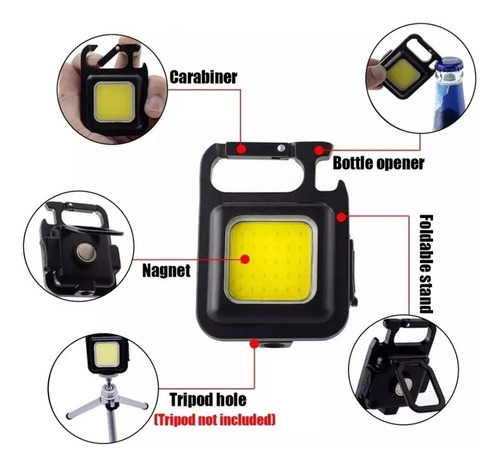 2 Piezas Lampara Led Iman 800 Lumens Destapador Llavero Usb