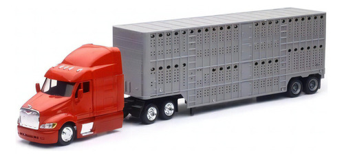 New Ray 1/43 Peterbilt Caja Ganadera Rojo Long Hauler