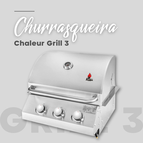Churrasqueira Chaleur Grill Com 3 Queimadores A Gas De Bancada Embutir Bafo Aço Inox 430 Gás Grande De Espetinho Gourmet Para Frango Americana Churrasco