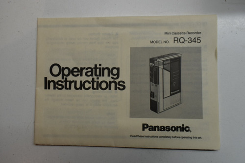 Walkman Mini Cassette Recorder Panasonic Rq-345 Japan 1980
