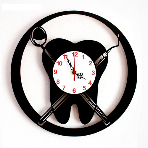 Reloj De Odontología Negro Blanco