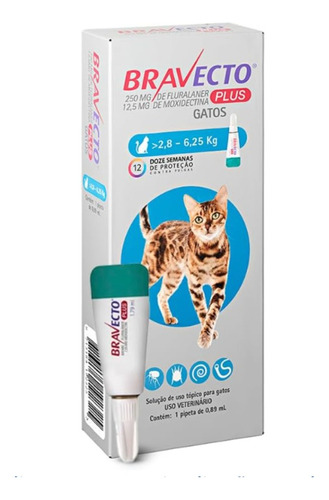 Msd Bravecto Plus Gatos Transdermal 2,8 A 6,25kg 250mg Branco