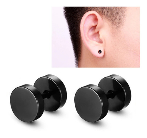 Set De Aros De Hombres Aros Mujer Aros Tunel Acero Negro