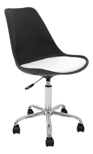 Silla Oficina Escritorio Pc Tulip Newmo Color Negro Asiento Blanco