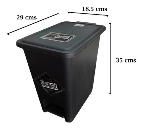 Imagen 5 de 7 de 2 Papeleras 12 Litros Pedal Cuadrada Con Sujetador De Bolsa