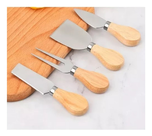 X2 Tablas De Picoteo Madera Cóctel + Utensilios Para Quesos