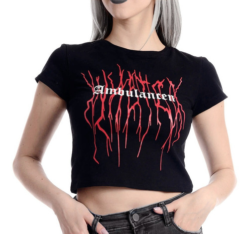 Remera Black Mujer Gothic Rock Dark Punk Tela Suave