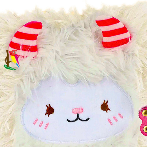 Diario Intimo Peluche + Lapiceras Glitter Candado Y Llaves Blanco Fluffy 2025