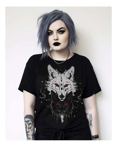 Polera Unisex Lobo Terror Grunge Algodon Estampado