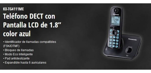 Teléfono Dect Con Pantalla Lcd De 1.8 Color Azul