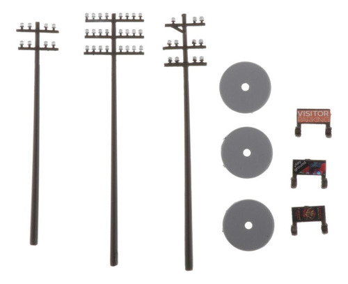3 Piezas 1/87 Ho Escala Postes De Cable Postes Para Maqueta
