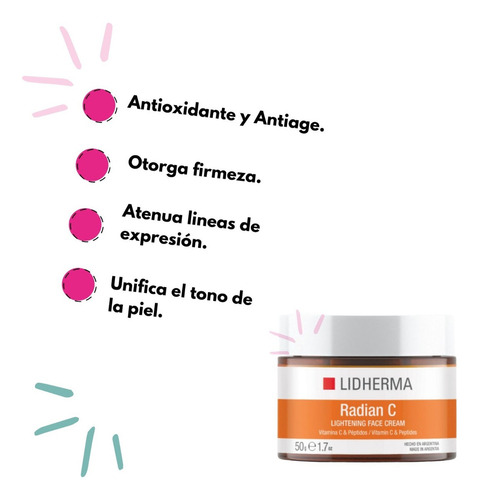 Crema Lightening Face Cream Lidherma Radian C día/noche para piel mixta/normal/seca de 50g 18+ años