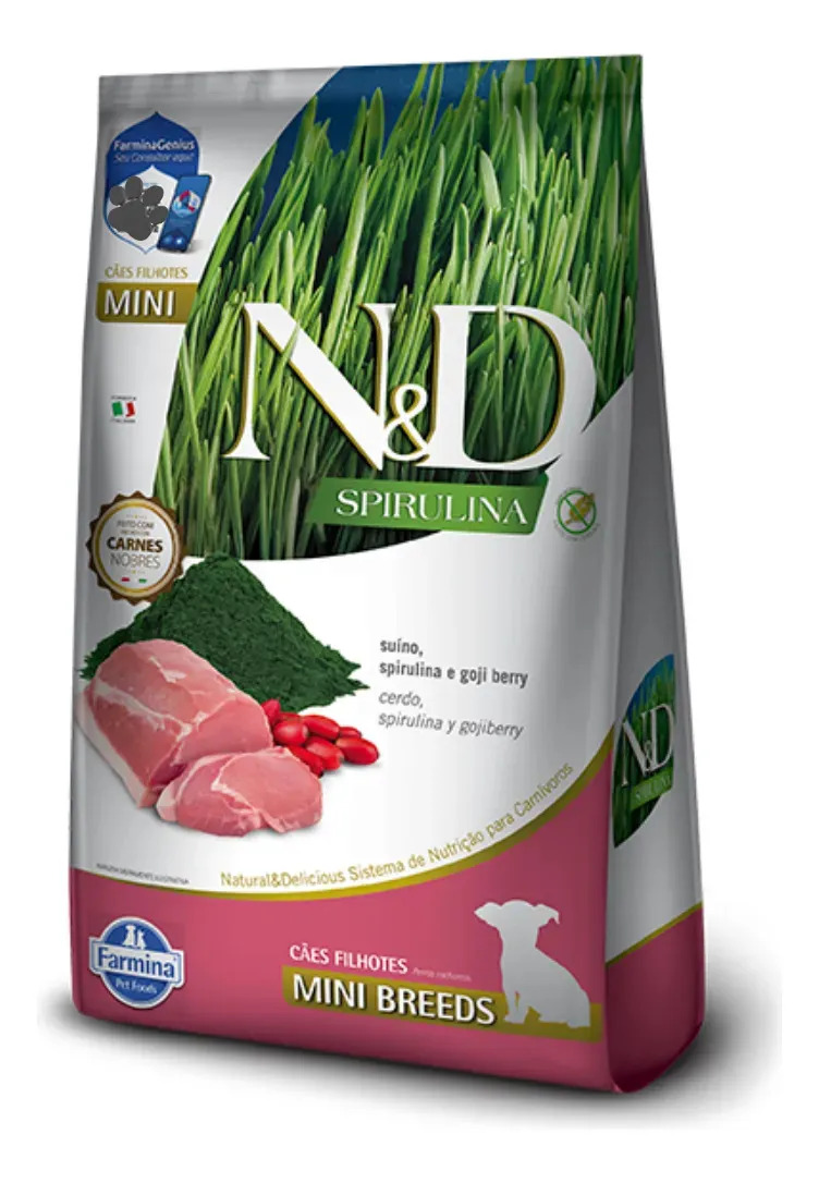 Ração N&d Spirulina Suíno Goji Berry Cães Filhote Mini 2kg