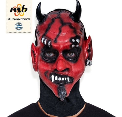 Mascara Látex Diablo Piercing Demon  Halloween Terror 