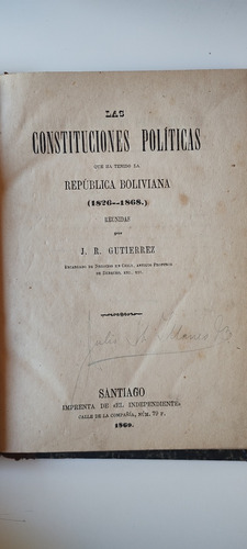 Constituciones Políticas Que Ha Tenido Rep. Boliviana 1869