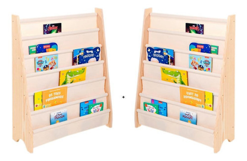Rack Para Livros Infantil, Standbook Montessori 6 Bolsos 2x