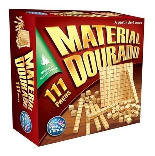 Jogo Didatico Material Dourado Madeira 111 Peças Educativo