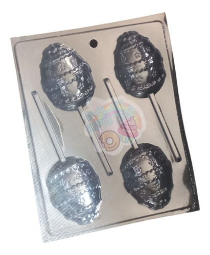 * Molde Paletas De Chocolate 4 Huevos De Pascua Decorados