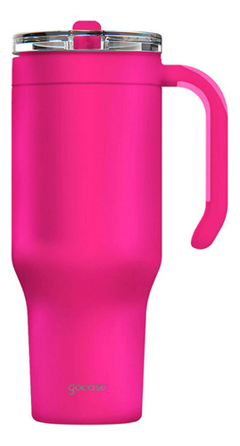 Copo Térmico Gocase 1180ml Aço Inox Com Canudo Flip E Tampa Cor Pink Lisa