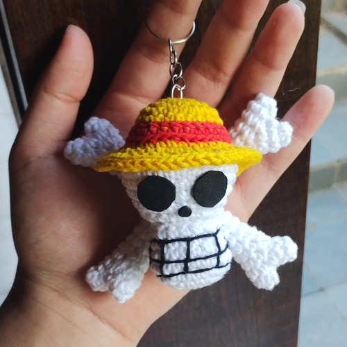 Chaveiro Caveira Pirata Do Luffy - Amigurumi (one Piece)