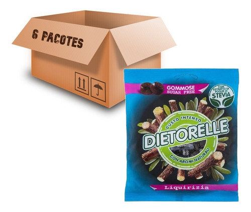 Bala De Goma De Alcaçuz Dietorelle 70g (6 Pacotes)