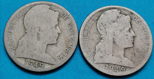 Colombia Variedad 5 Centavos 1949 (49 Grueso Y Delgado)