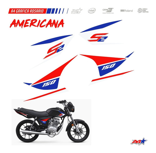 Calcos Motomel S2 Ploter Stunt Americana Hrc Bandera Usa