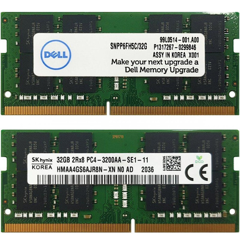 Memoria Dell de 32 GB, Ddr4, 3200 MHz, Sodimm, 1,2 V, SNPP6fh5c/32g