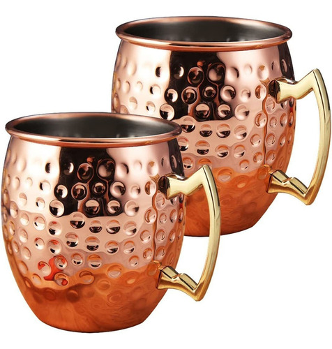 2 Tazas De Cobre Martillado, 18 Oz, 530 Ml, Copas De Cóctel