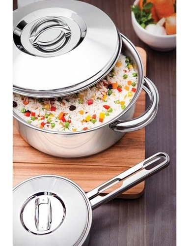 Olla Alta Tramontina Solar 24cm 9,6l Triple Fondo Acero Inox